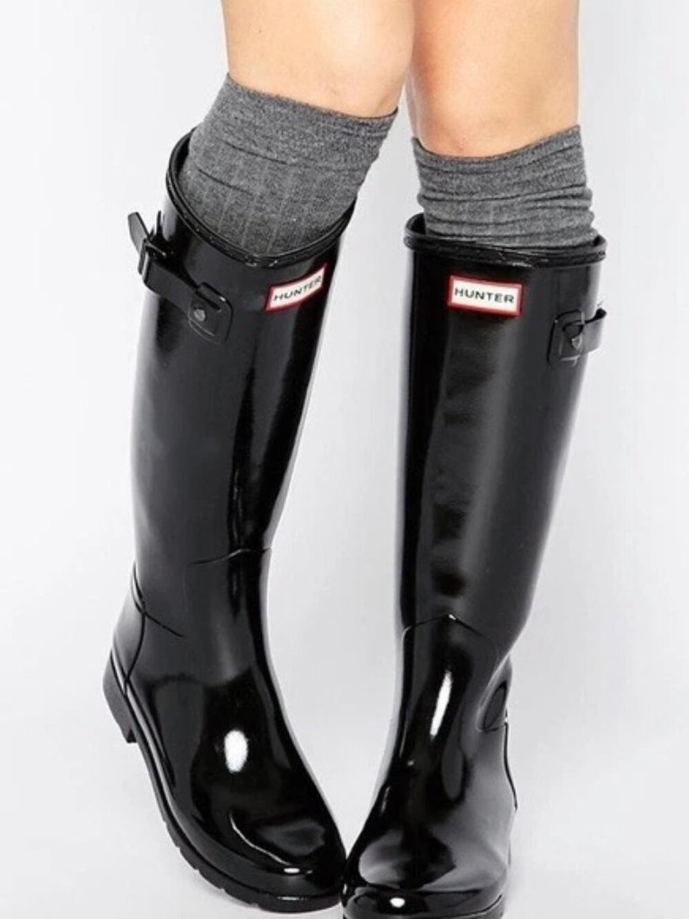 HUNTER | Women's Original Tall Rain Boots, Black Gloss,9 B(M) US